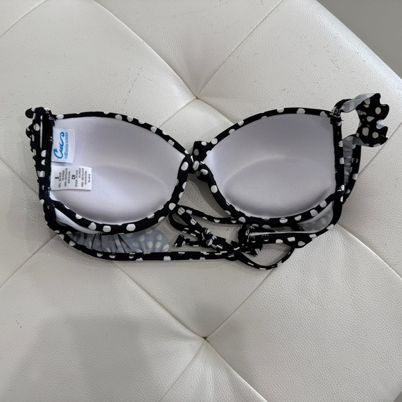 California Waves Black and White Polka Dot Bikini Top - Picture 6 of 7